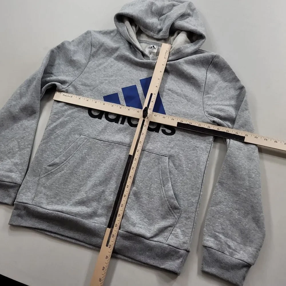 Adidas Essential Pullover Hoodie Boys XL 18 20 Grey‎ Heather Slim Fit